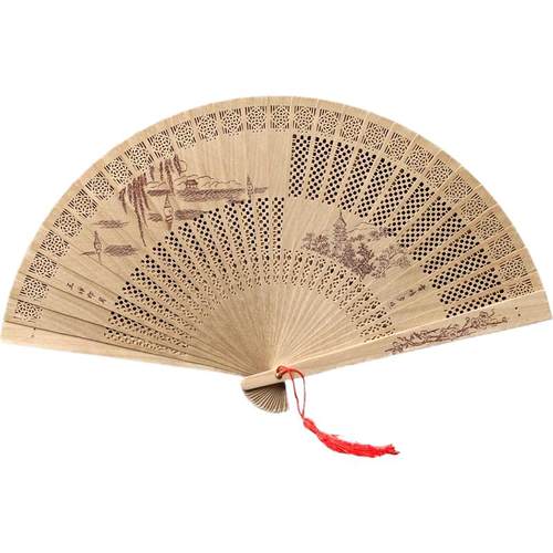和扇堂扇子 中国风礼品檀香扇古风镂空工艺全木扇折扇女缅香木扇