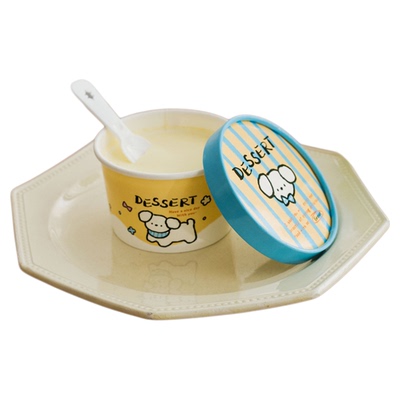 一次性发酵奶皮子酸奶杯包装盒子冰激凌冰淇淋通用纸杯带盖勺子