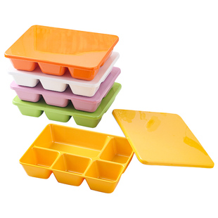 A5密胺学生配餐饭盒食堂PP可微波五格便当盒带盖分格餐盒快餐饭盘