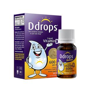 Ddrops滴卓思婴幼儿d3滴剂宝宝补钙vd3DD小滴瓶维d600IU维生素d