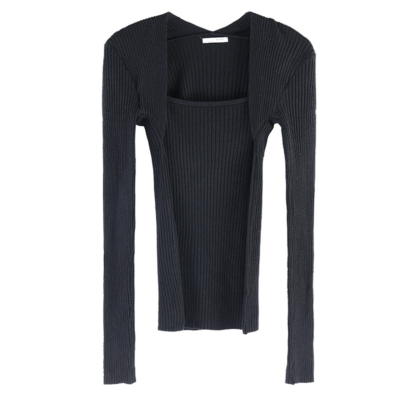 假两件哺乳上衣秋冬U领修身锁骨毛衣长袖辣妈款外出喂奶期针织衫