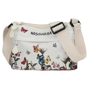 2025新款士印花尼龙单肩斜挎包时尚休闲中老年妈妈包多层小挎包女