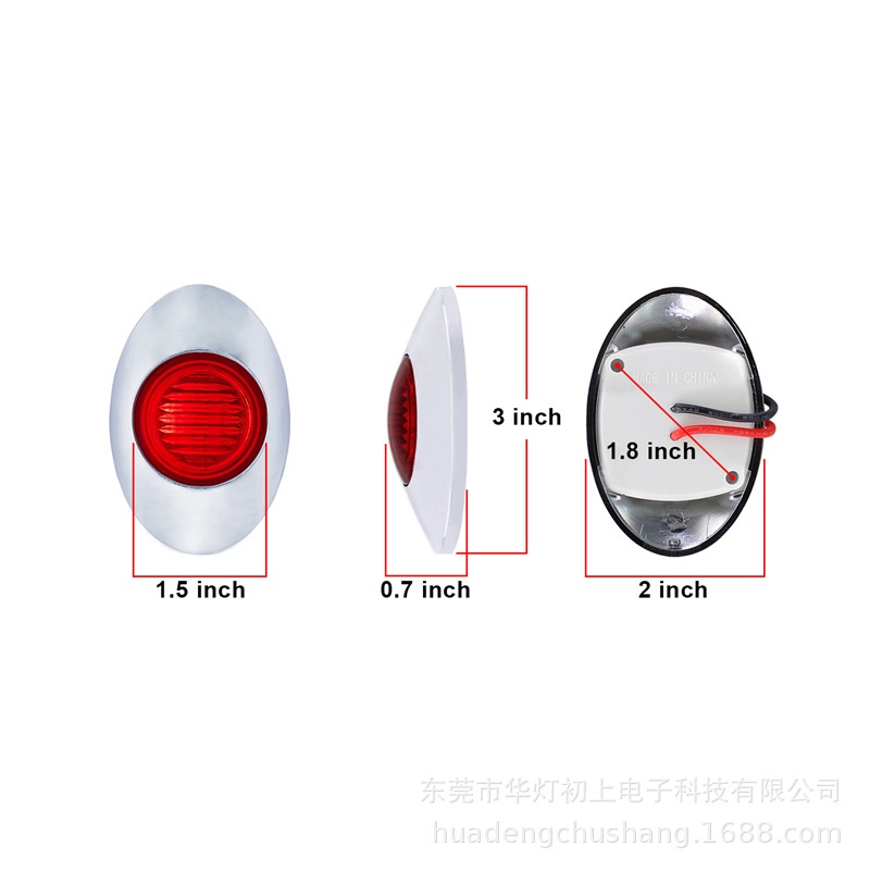 DC12V3led3英寸圆形led信号灯航行配件指示灯轮船游艇船舶海洋