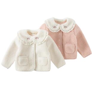 戴维贝拉童装女童羊羔毛外套2026春装新款上衣儿童宝宝衣服洋气