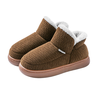 中老年加绒加厚牛筋底防滑棉拖鞋高包跟男款女士外穿室内居家棉鞋