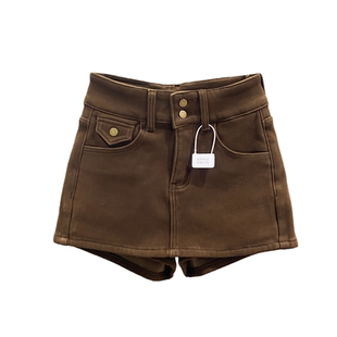 咖色加绒加厚牛仔短裤裙女2025秋冬高腰显瘦辣妹A字包臀半身裙裤