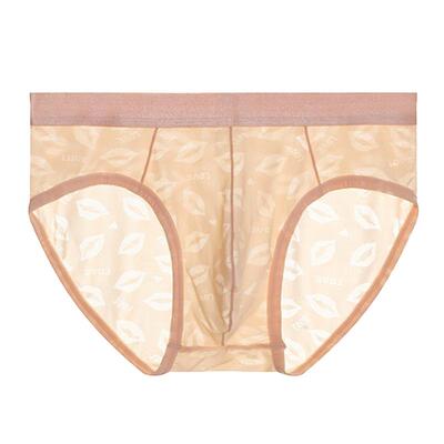 蕾丝口唇半透明无痕男士三角内裤