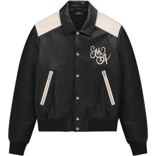 AMIRI 冬季男装 撞色拼接皮质短夹克外套