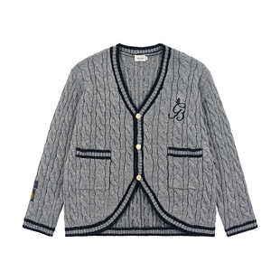 GOODBAI GB logo链条绣绣章oversize毛衣开衫