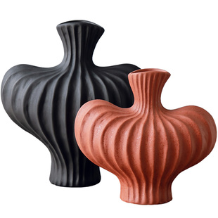 耸肩花瓶摆件客厅插花高级感轻奢侘寂风创意白色小众干花装饰餐桌