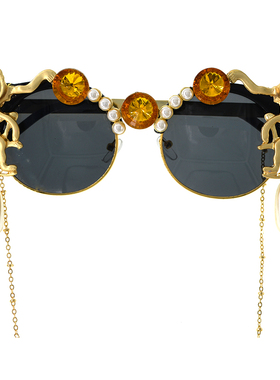 板材雕花珍珠欧洲站前卫风太阳镜