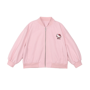 小O宝童装 女宝宝夹克外套2026春季新款HelloKitty女童刺绣棒球服