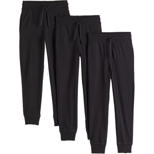 HM童装儿童男童春季裤子3条装时尚舒适棉质汗布慢跑裤0763194