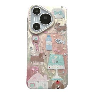 戒酒的李白｜ins电镀羽纱渐变粉台灯狗狗可爱适用华为Pura80手机壳mate80promax小众mate60少女心Pura70卡通