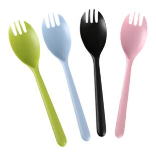 塑料一次性勺子叉子黑色叉勺水果捞蛋糕叉独立包装甜品勺调羹餐具