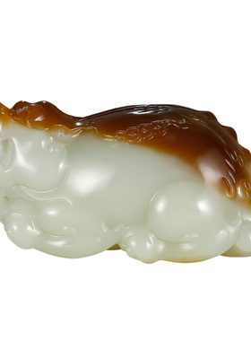 和田玉貔貅手把件男款糖青