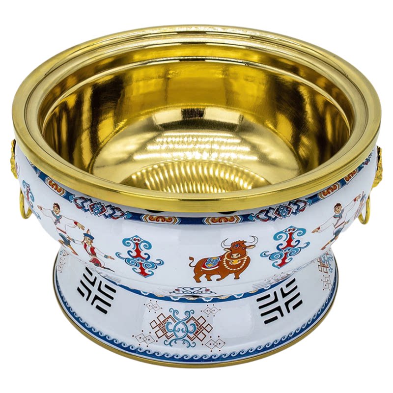 珐琅彩黄铜加厚酒精保温明炉蒙古火锅
