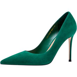 JOOC玖诗当季热卖尖头真皮高跟鞋女细跟单鞋职业百搭小码百搭