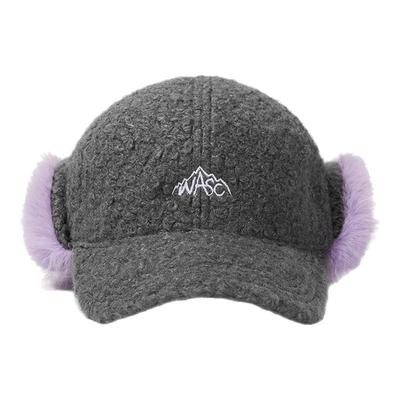 wasc秋冬季拼色毛绒保暖防寒护耳显脸小滑雪百搭鸭舌棒球帽子男女