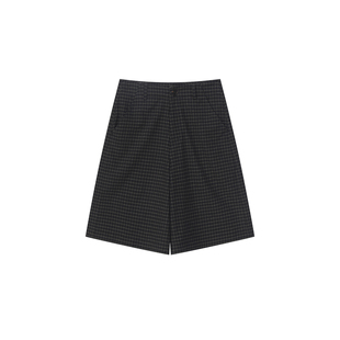 CountryMoment 全棉梭织格子短裤女外穿美式复古宽松直筒五分中裤