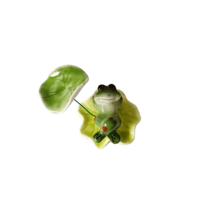 景德镇青蛙荷叶陶瓷转转桌面摆件