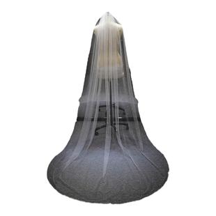 新娘结婚韩式珍珠单层拖地长头纱森系超仙主婚纱头饰影楼拍摄配饰