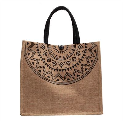 亚麻手提包大容量耐磨帆布托特包