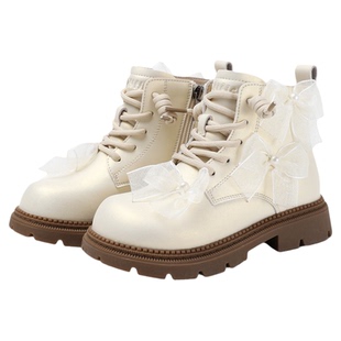 千百度儿童2025冬季新款女童中大童百搭马丁靴蝴蝶结公主风短靴子