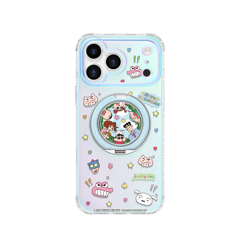 MASFEIL × 小新全家福适用苹果17Promax手机壳新款Lo9带支架iPhone16Pro保护套ip15高级14支点可爱13pm好看