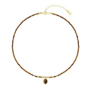 周大生DC落日项链渐变虎眼石项链配饰女高级感轻奢小众气质银套链