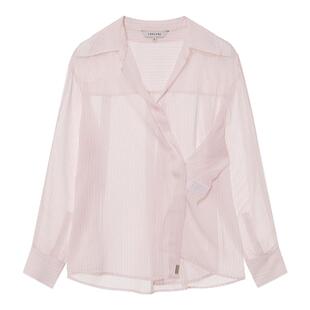 loeuvre法式长袖衬衫女25夏新品薄款简约不对称开衫翻领SW5XB719