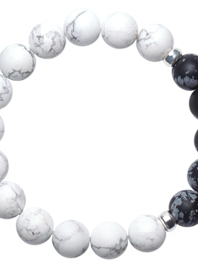 手工逸述白松石雪花石男女手串