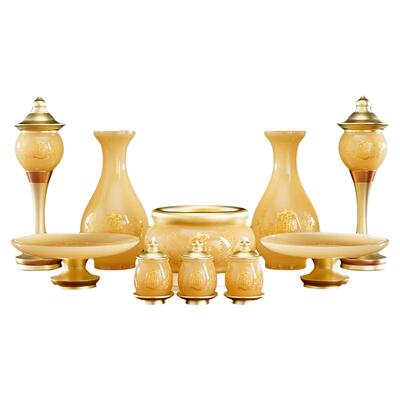 家用供财神水杯香炉供果盘供灯