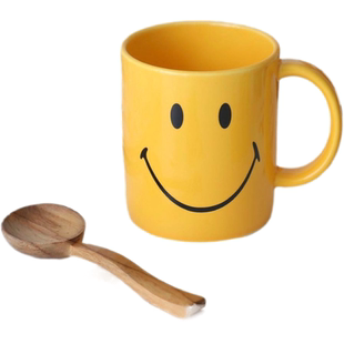 包邮卡通ins笑脸马克杯牛奶杯 韩式黄色笑脸杯咖啡杯奶茶杯茶杯水