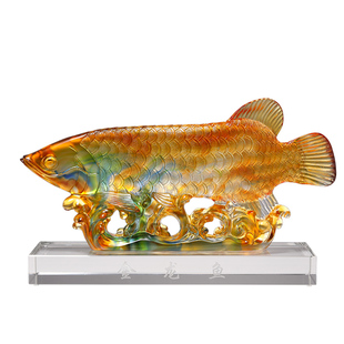 古东东琉璃金龙鱼摆件招财纳福家居装饰开业乔迁高档工艺礼品
