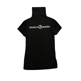 黑色网纱高领打底衫女2026新款春装高端堆堆领内搭高级感短袖上衣