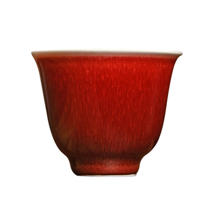 见山烧郎红主人杯景德镇陶瓷品茗杯纯手工功夫茶具茶杯郎红单杯