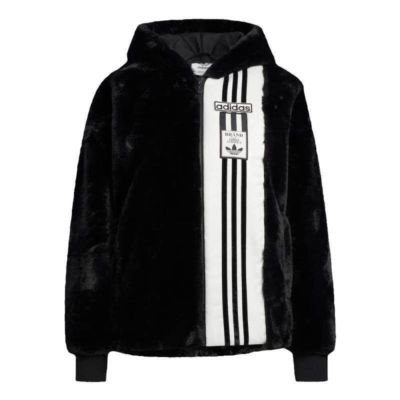 Adidas/阿迪达斯 正品 毛绒时尚侧开排扣女子运动夹克外套IC8130
