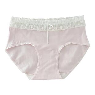 2025新款纯棉内裤女生蕾丝中腰纯欲甜美少女全棉加长档女士三角裤