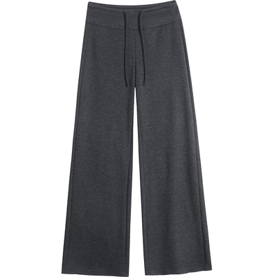 深灰色醋酸羊毛阔腿裤女秋冬糯米