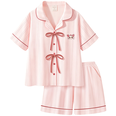 夏季睡衣女薄款短袖家居服套装
