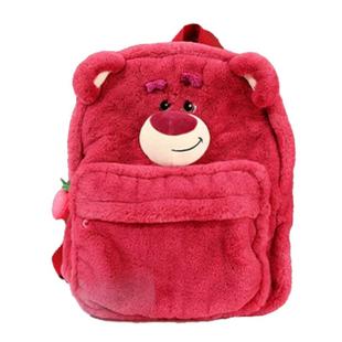 迪士尼毛绒双肩包小众女生可爱草莓熊卡通书包学生电脑背包大容量