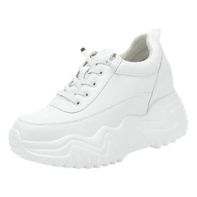 圣恩熙新款全真皮小白鞋坡跟女鞋