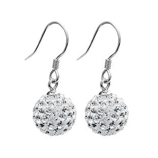 韩国S925纯银满钻水晶球耳钉圆球镶钻耳环女款锆石耳钩耳坠防过敏