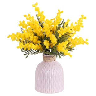 北欧浪漫金合欢仿真花假花装饰品客厅茶室含花瓶餐厅酒店前台摆件