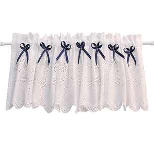 鸢尾乡旅大缕空绣花蝴蝶结半帘窗帘门帘美式乡村穿杆免打孔咖啡帘