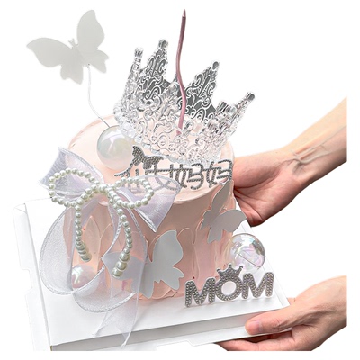 2025母亲节唯美蛋糕装饰水钻插牌