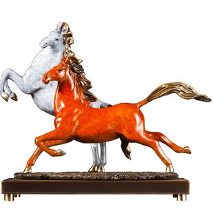 朱炳仁铜并驾飞腾 家居风水铜马摆件装饰品办公室桌面铜雕工艺品