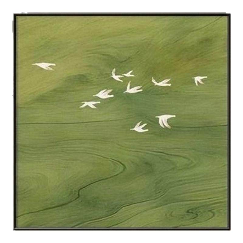 中古风小清新绿色风景艺术挂画