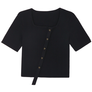 【亲肤凉感面料】MSLAN春夏时髦方领简约曲珠纱毛针织衫MFBM1106